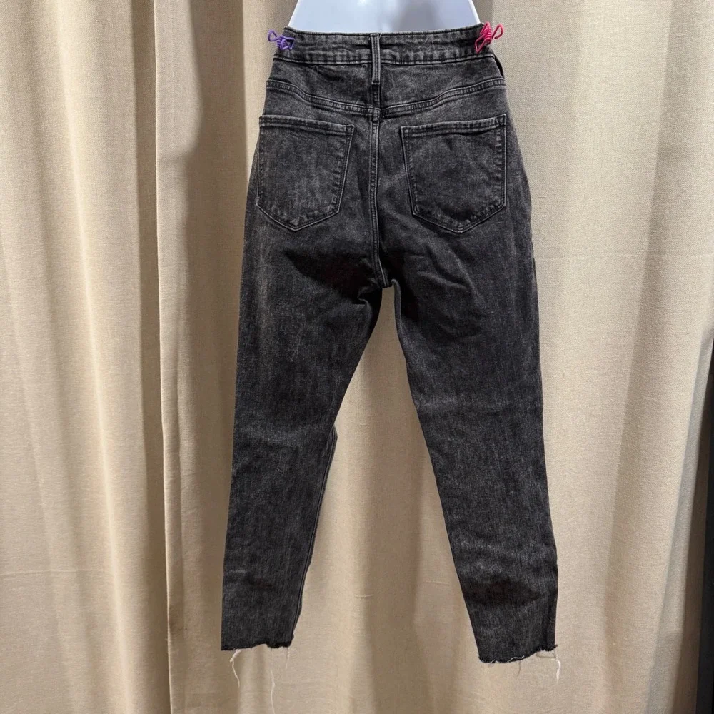 Old Navy Rockstar Super Skinny Distressed Hem High Rise Button Fly Jeans 8 - Picture 3 of 8